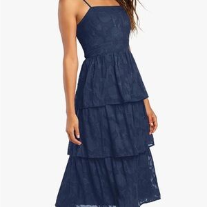 Elegant Navy Blue Tiered Dress